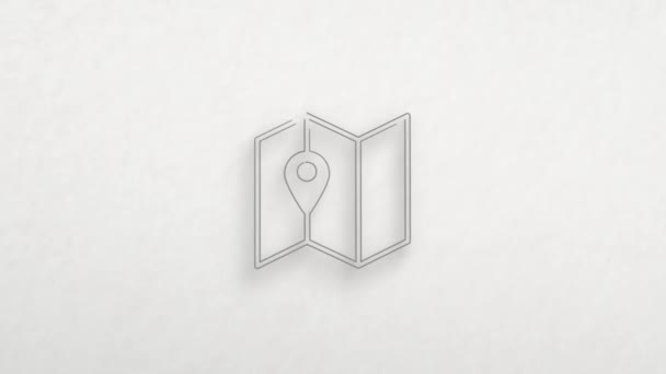 Map navigation icon with color drawing effect. Doodle animation. 4K — Vídeo de stock