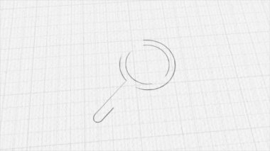 Renk çizim efektli arama simgesi. Karalama animasyonu. 4K