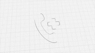 Renk çizim efektli tıbbi ikonu ara. Karalama animasyonu. 4K