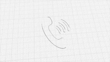 Renk çizim efektli telefon ahizesi ekran simgesi. Karalama animasyonu. 4K