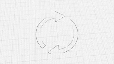 Renk çizim efektli çizgi geri dönüşüm simgesi. Karalama animasyonu. 4K