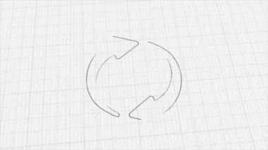 Recycle screen icon with color drawing effect. Doodle animation. 4K