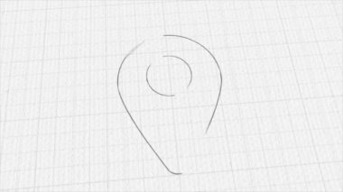 GPS location pointer icon with color drawing effect. Doodle animation. 4K