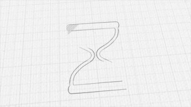 Renk çizim efektli kum saati simgesi. Karalama animasyonu. 4K