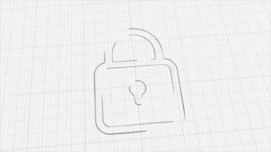 Padlock icon with color drawing effect. Doodle animation. 4K