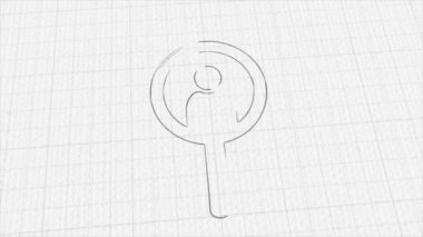 Renk çizim efektli bir insan simgesini aramak için büyüteç. Karalama animasyonu. 4K