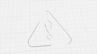 Exclamation mark in triangle screen icon with color drawing effect. Doodle animation. 4K