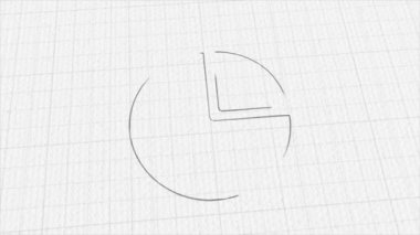 Renk çizim efektli çember diyagramı simgesi. Karalama animasyonu. 4K