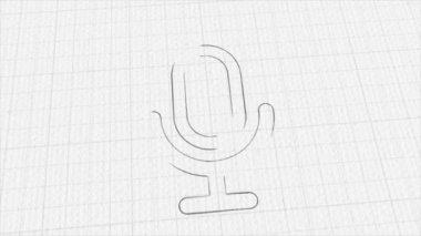 Microphone icon with color drawing effect. Doodle animation. 4K