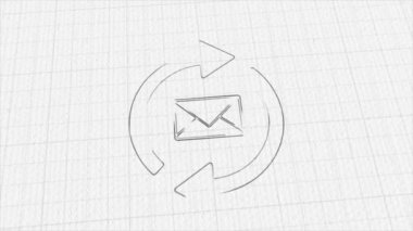 Renk çizim efektli giden ve gelen ileti simgesi. Karalama animasyonu. 4K