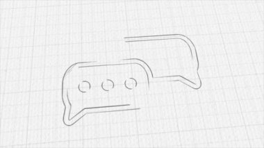 Speech bubble chat icon with color drawing effect. Doodle animation. 4K