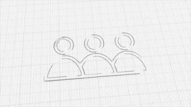 Renk çizim efektli üç kişi. Karalama animasyonu. 4K