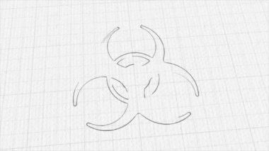 Biohazard symbol icon with color drawing effect. Doodle animation. 4K
