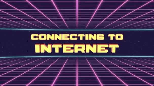 Connecting to Internet Title Animated Retro Futuristic 80s 90s Style. Animation squares and retro background — Vídeo de stock