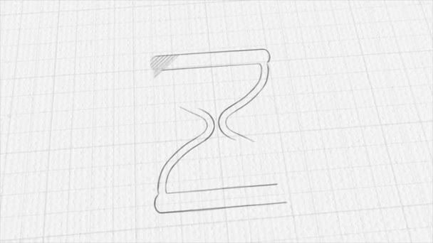 Hourglass icon with color drawing effect. Doodle animation. 4K — Stock video