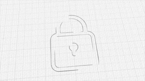 Padlock icon with color drawing effect. Doodle animation. 4K — Vídeo de Stock