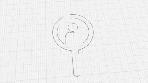 Magnifying glass for search a people icon with color drawing effect. Doodle animation. 4K — Wideo stockowe