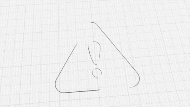 Exclamation mark in triangle screen icon with color drawing effect. Doodle animation. 4K — ストック動画