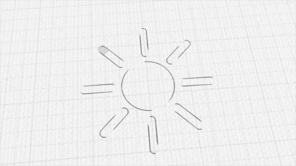 Sun screen icon with color drawing effect. Doodle animation. 4K — Wideo stockowe