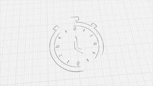 Ikona Stopwatch z efektem rysowania kolorów. Animacja bazgrołów. 4K — Wideo stockowe