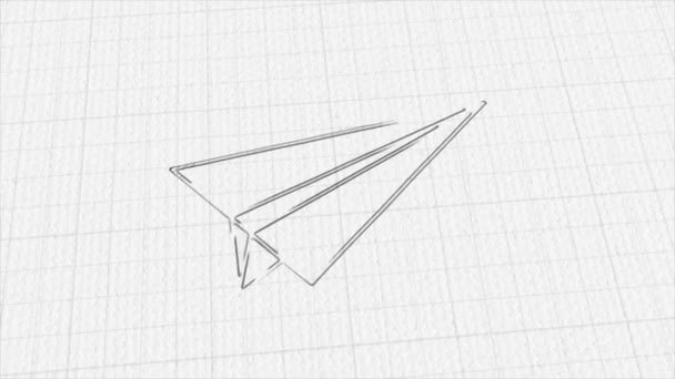 Papierflieger-Symbol mit Farbzeichnungseffekt. Doodle-Animation. 4K — Stockvideo