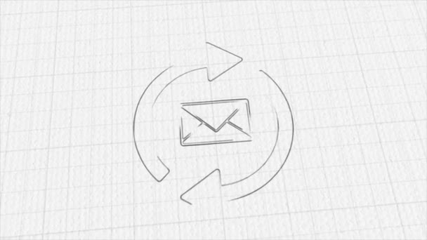 Outgoing and incoming message icon with color drawing effect. Doodle animation. 4K — Stockvideo