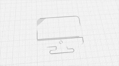 Computer monitor icon with color drawing effect. Doodle animation. 4K