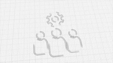 Renk çizim efektli dış kaynak konsepti simgesi. Karalama animasyonu. 4K