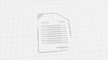 Document icon with color drawing effect. Doodle animation. 4K
