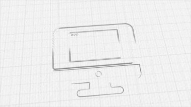 Computer screen with browser window icon with color drawing effect. Doodle animation. 4K