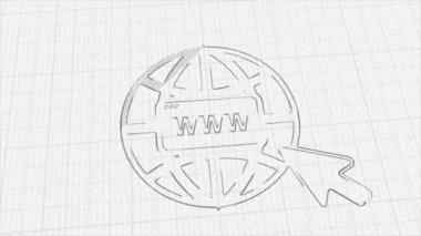 Renk çizim efektli dünya çapında web konsepti simgesi. Karalama animasyonu. 4K