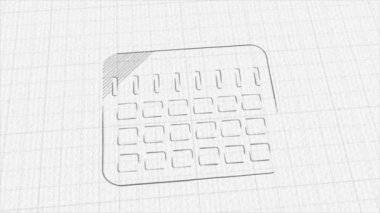 Calendar icon with color drawing effect. Doodle animation. 4K