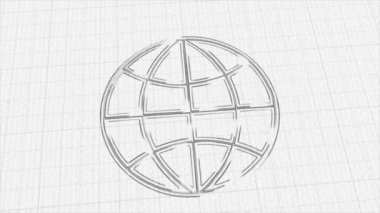 Globe icon with color drawing effect. Doodle animation. 4K