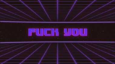 Fuck You Title Animated Retro Futuristic 80s 90s Style. Animation squares and retro background