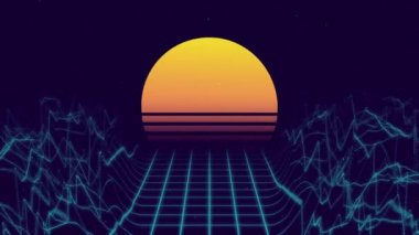 Pikselleştirilmiş çizgiler ve basit dairesel şekilli Retro biçimi