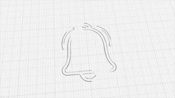 Bell icon with color drawing effect. Doodle animation. 4K — Stockvideo