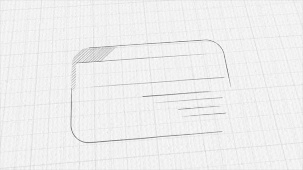 Pictograma cardului de credit cu efect de desen color. Animaţie Doodle. 4K — Videoclip de stoc