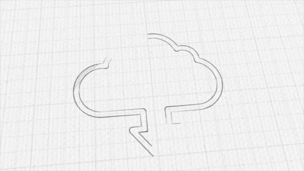 Cloud download icon with color drawing effect. Doodle animation. 4K — Vídeo de Stock