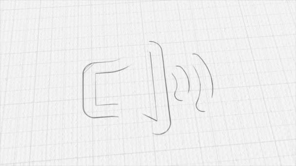 Speaker volume icon with color drawing effect. Doodle animation. 4K — Vídeo de stock