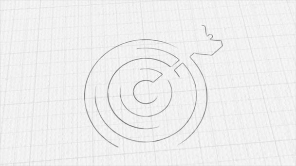 Target with arrow icon with color drawing effect. Doodle animation. 4K — ストック動画