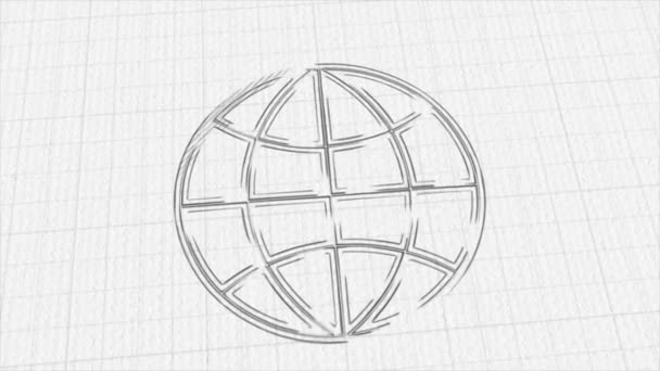 Globe icon with color drawing effect. Doodle animation. 4K — ストック動画
