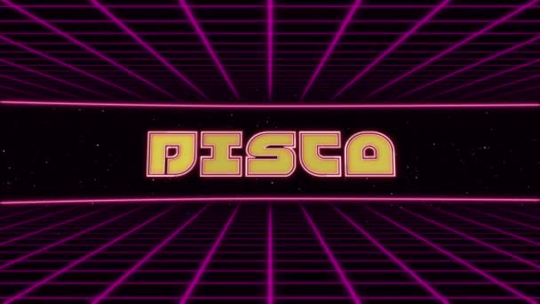 Disco Title Animated Retro Futuristic 80s 90s Style. Animační čtverce a retro pozadí — Stock video