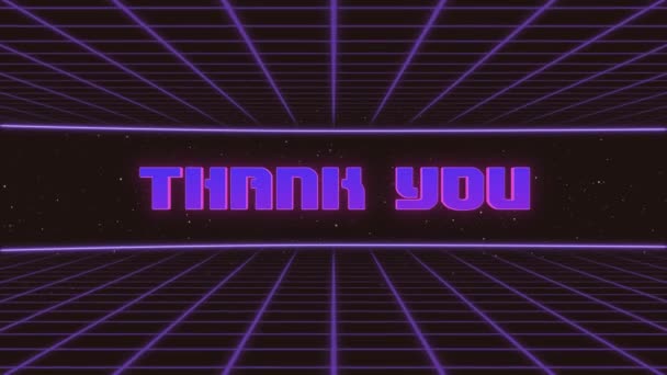 Gracias Título Animated Retro Futuristic 80s 90s Style. Cuadrados de animación y fondo retro — Vídeo de stock