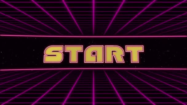 Startsida Rubrik Animerad Retro Futuristisk 80-talsstil. Animation torg och retro bakgrund — Stockvideo