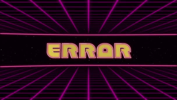 Error Title Animated Retro Futuristic 80s στυλ. Κινούμενα σχέδια και ρετρό φόντο — Αρχείο Βίντεο
