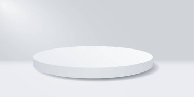 Beyaz arka planda izole edilmiş yuvarlak sahne podyumu.