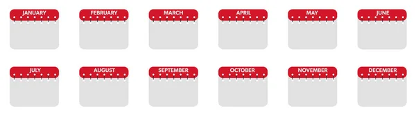 Kalender mounts geïsoleerde vector pictogrammen op witte achtergrond. Kalender van de week. Planning businessplan — Stockvector