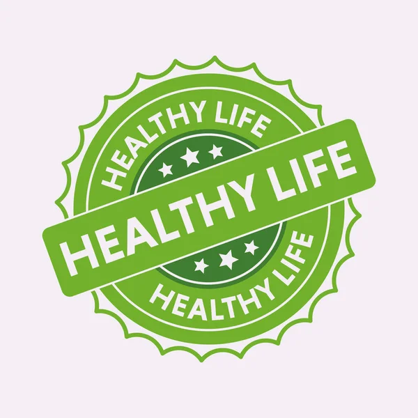 Healthy life green round retro style grunge seal — Stock Vector