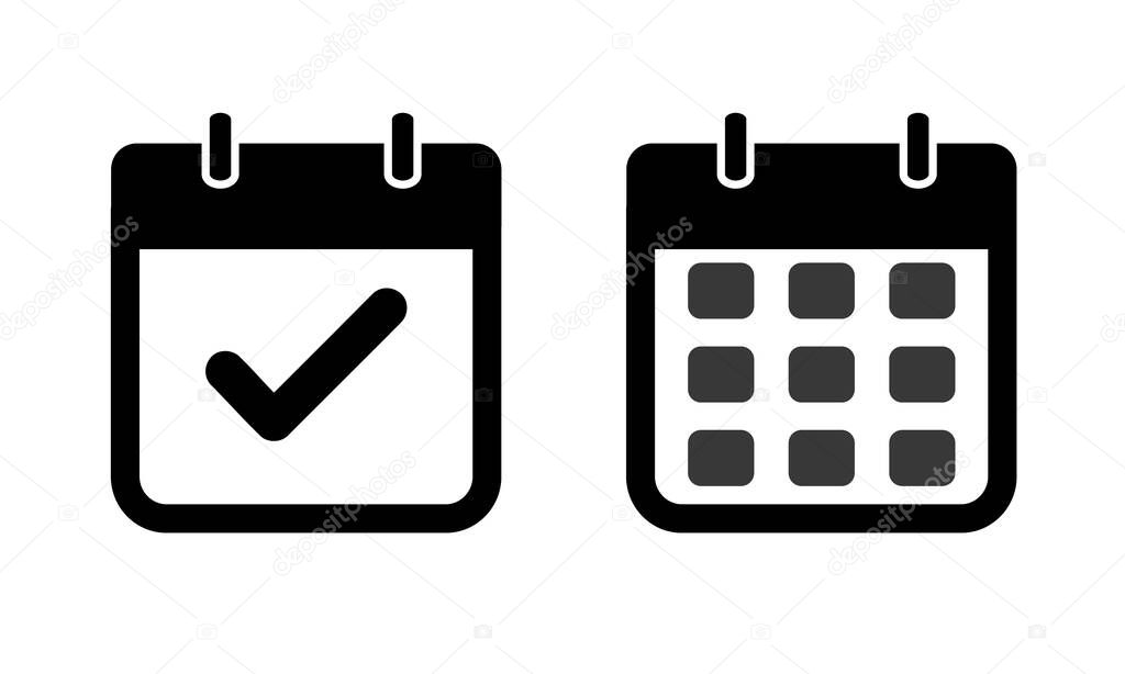 Calendar vector icon. Black illustration isolated for graphic and web design