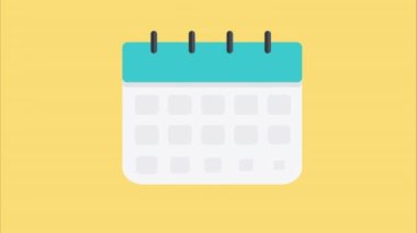 Takvim simgesi ve kırmızı daire. Tarihi, tatili, önemli gün kavramlarını işaretle. Düz stil tasarım. 4k